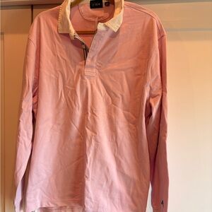 J. Crew Men’s Pink Long-Sleeve Rugby Polo with White Collar NWT